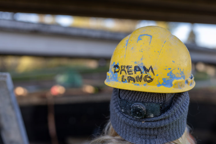 Worker with a hard hat