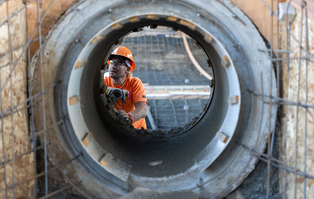 Person working with concrete