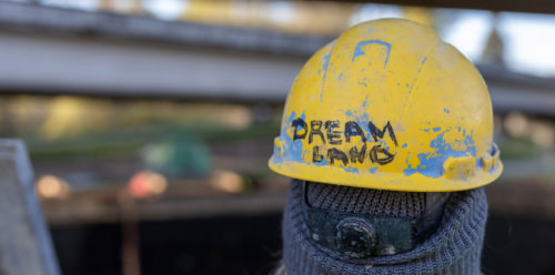 Worker with a hard hat