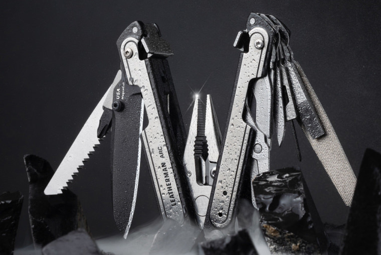 Leatherman ARC with the components on display.