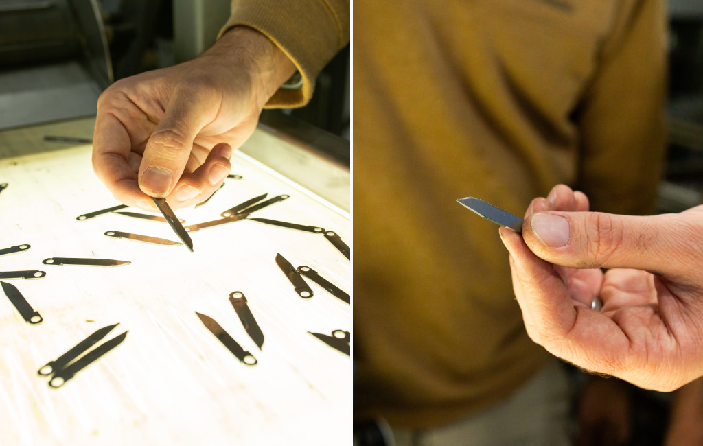 Edward holding unfinished blade