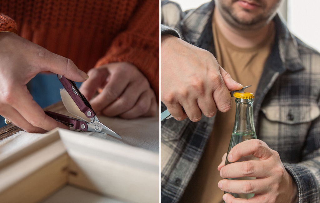 Using a Leatherman Micra to cut fabric and open a bottle